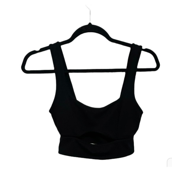 Urban Outfitters Bobbie Cut Out Cropped Tank Solid Black Size Small - Picture 2 of 5